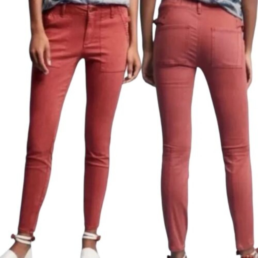 Anthropologie Maroon Cargo Skinny Jeans